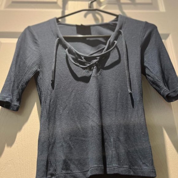 Cute And Flattering Dark Blue Shirt - Picture 2 of 4